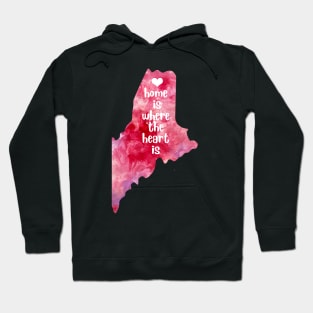 Maine Usa Map Watercolor Watercolour Home is where your heart is Hoodie